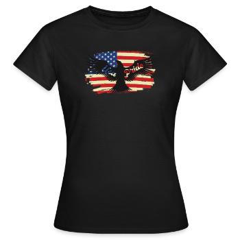 American Pride Eagle on Flag - Women's T-Shirt - black - Front - AI Model Female 172 dark (172cm)