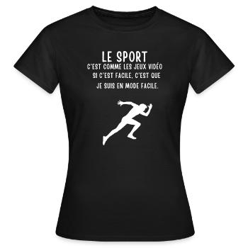 Citation Sportif Faible Facilité - T-shirt Femme - noir - Devant - AI Model Female 172 dark (172cm)