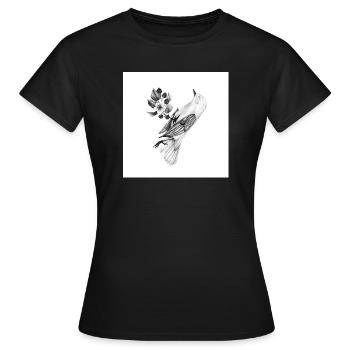 Vogel mit Pflanzen - Frauen T-Shirt - Schwarz - Vorne - AI Model Female 172 dark (172cm)