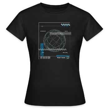 New Wave Music - Futuristische Globus-Digitalkunst - Frauen T-Shirt - Schwarz - Vorne - AI Model Female 172 dark (172cm)