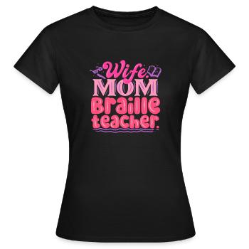 Professeur de Braille Braille Dotum - T-shirt Femme - noir - Devant - AI Model Female 172 dark (172cm)
