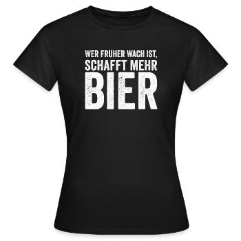 Proverbe sur la bière en police vintage blanche - T-shirt Femme - noir - Devant - AI Model Female 172 dark (172cm)