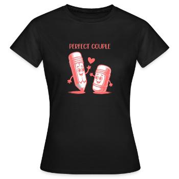 Perfect Couple Pencil And Eraser Drawing - Women's T-Shirt - black - Front - AI Model Female 172 dark (172cm)