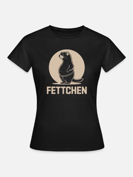 Lustiges Frettchen Essen Bierbauch Fettchen - Frauen T-Shirt - Schwarz