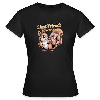  Best Friends Forever Eichhoernchen Fistbump - Frauen T-Shirt - Schwarz - Vorne - AI Model Female 172 dark (172cm)