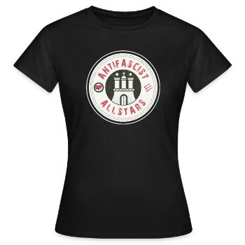 Antifascist Allstars – Hambourg affiche sa position - T-shirt Femme - noir - Devant - AI Model Female 172 dark (172cm)