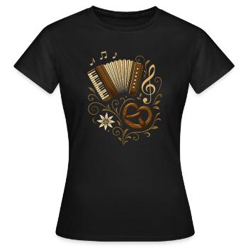 Akkordeon Design - Volksmusik & Festzelt - Frauen T-Shirt - Schwarz - Vorne - AI Model Female 172 dark (172cm)