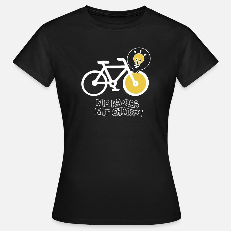 Cycling with creative light bulb design - Women's T-Shirt - black