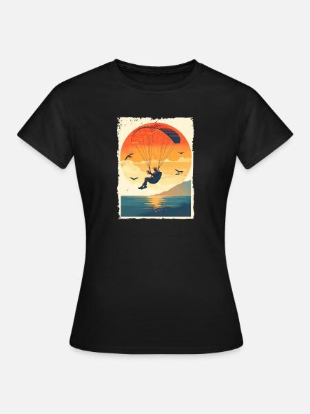 Abendstimmung mit Paragleiter über Wasser - Frauen T-Shirt - Schwarz