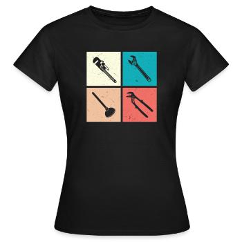 Heating Engineer Heating Construction Plumber Plumber - Women's T-Shirt - black - Front - AI Model Female 172 dark (172cm)