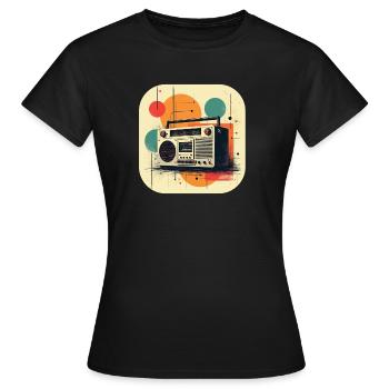 Retro Ghetto Blaster T Shirt - Frauen T-Shirt - Schwarz - Vorne - AI Model Female 172 dark (172cm)