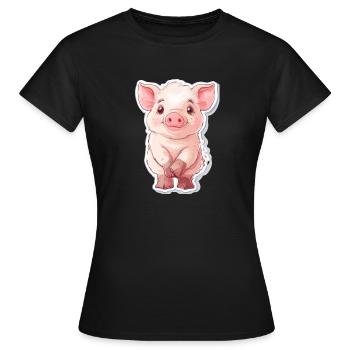 Schwein Ferkel - Frauen T-Shirt - Schwarz - Vorne - AI Model Female 172 dark (172cm)