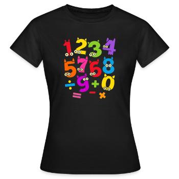 Zahlentag Lebendiges Zahlenmonstermuster - Frauen T-Shirt - Schwarz - Vorne - AI Model Female 172 dark (172cm)