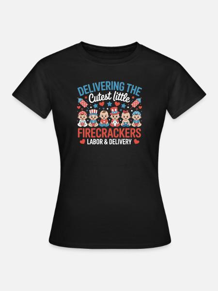 Labor & Delivery Firecrackers Independence Day - Frauen T-Shirt - Schwarz