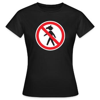 Werwolf-Verbotsschild – Hu Signage - Frauen T-Shirt - Schwarz - Vorne - AI Model Female 172 dark (172cm)