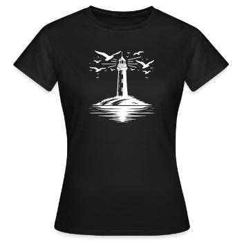 Phare Tatouage Lumière Côtière pour Garde Côtière - T-shirt Femme - noir - Devant - AI Model Female 172 dark (172cm)