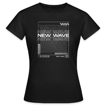 New Wave Musik Linie Abstraktes Design - Frauen T-Shirt - Schwarz - Vorne - AI Model Female 172 dark (172cm)