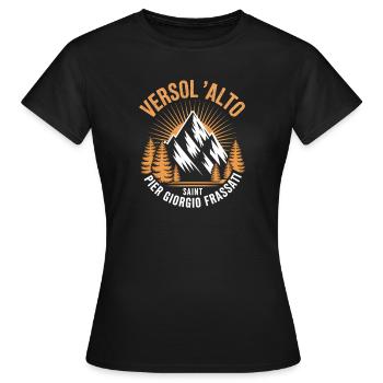Verso L Alto Saint Pier Giorgio Frassati - Frauen T-Shirt - Schwarz - Vorne - AI Model Female 172 dark (172cm)