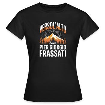Verso L Alto Saint Pier Giorgio Frassati - Frauen T-Shirt - Schwarz - Vorne - AI Model Female 172 dark (172cm)