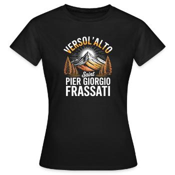 Verso L Alto Saint Pier Giorgio Frassati - Frauen T-Shirt - Schwarz - Vorne - AI Model Female 172 dark (172cm)