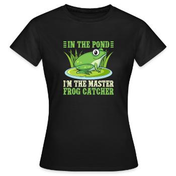 Frog Catcher In The Pond Master Catcher Frog - Frauen T-Shirt - Schwarz - Vorne - AI Model Female 172 dark (172cm)