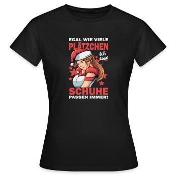 Weihnachten Merry Christmas Weihnachtsoutfit  - Frauen T-Shirt - Schwarz - Vorne - AI Model Female 172 dark (172cm)