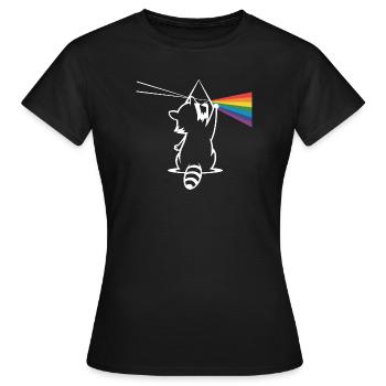 Raton laveur avec prisme et spectre arc-en-ciel - T-shirt Femme - noir - Devant - AI Model Female 172 dark (172cm)