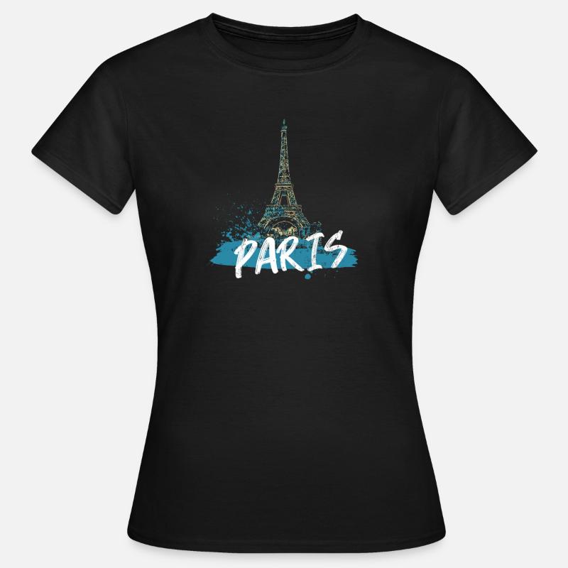 Pariser Eiffelturm mit Kalligraphie - Frauen T-Shirt - Schwarz