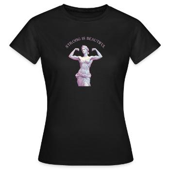 Fort c’est beau – Goddess Gym Art - T-shirt Femme - noir - Devant - AI Model Female 172 dark (172cm)