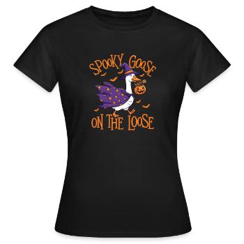 Spooky Goose On The Loose Halloween Humour - T-shirt Femme - noir - Devant - AI Model Female 172 dark (172cm)