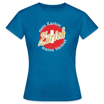 Mon pays natal Zuarich cadeau - T-shirt Femme - bleu saphir antique chiné - Devant - AI Model Female 172 dark (172cm)