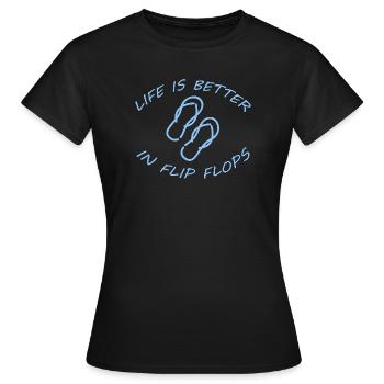 LA VIE EST MEILLEURE EN TONGS - T-shirt Femme - noir - Devant - AI Model Female 172 dark (172cm)
