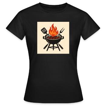 Feuriger Grillabend - Frauen T-Shirt - Schwarz - Vorne - AI Model Female 172 dark (172cm)