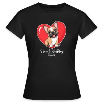 French Bulldog Mom Heart – Gift Frenchie Mom - Women's T-Shirt - black - Front - AI Model Female 172 dark (172cm)