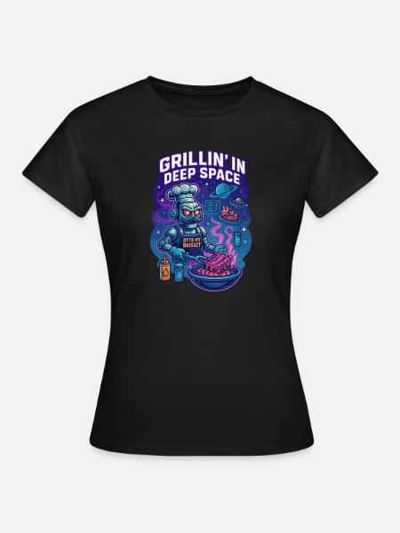 Grillen Im Tiefen Weltraum Mit Byte My Brisket - Frauen T-Shirt - Schwarz