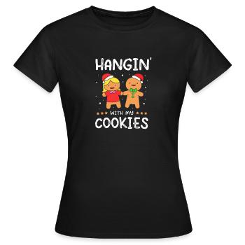 Bonhomme en pain d'épices de Noël en pain d'épices - T-shirt Femme - noir - Devant - AI Model Female 172 dark (172cm)