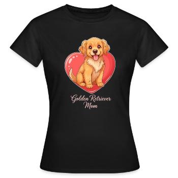 Golden Retriever Mom – Welpe im Herz Hundemama - Frauen T-Shirt - Schwarz - Vorne - AI Model Female 172 dark (172cm)