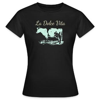 Milchkuh aus La Dolce Vita im Negativ - Frauen T-Shirt - Schwarz - Vorne - AI Model Female 172 dark (172cm)