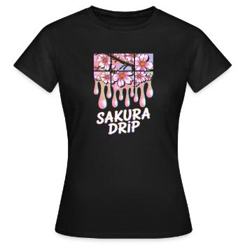 Sakura Pop Culture Japanese Aesthetic - Women's T-Shirt - black - Front - AI Model Female 172 dark (172cm)