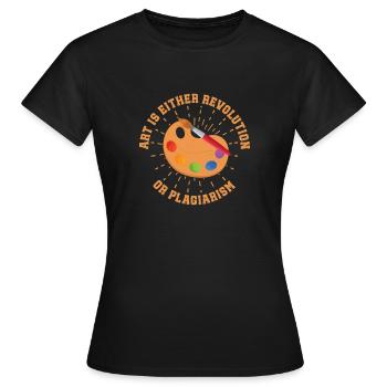 Artiste Peintre Le Graphique Est Révolution Ou Plagiat - T-shirt Femme - noir - Devant - AI Model Female 172 dark (172cm)