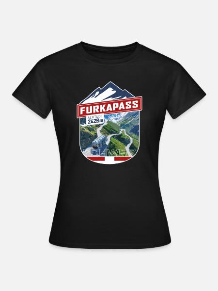 Sticker_CH_Furka - Frauen T-Shirt - Schwarz