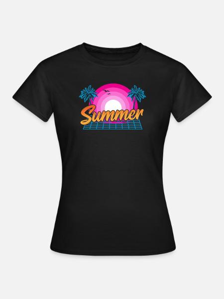 Strand Warmes Wetter 80er/90er Sommer Sonne - Frauen T-Shirt - Schwarz
