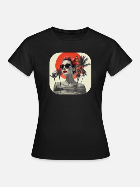 Retro T-Shirt Collage - Frauen T-Shirt - Schwarz