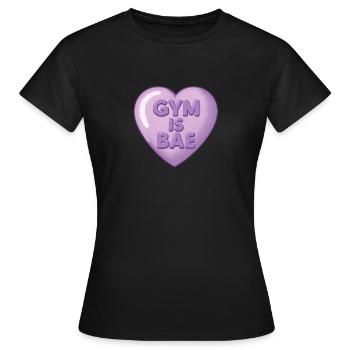 Vintage Heart – Gym Is Bae - Women's T-Shirt - black - Front - AI Model Female 172 dark (172cm)