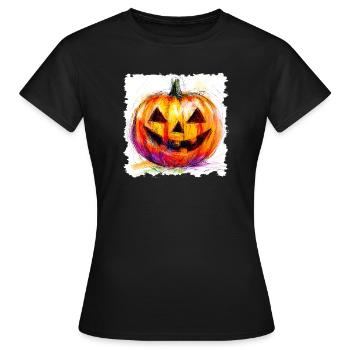 Colorful Pumpkin Jack-O-Lantern - Women's T-Shirt - black - Front - AI Model Female 172 dark (172cm)