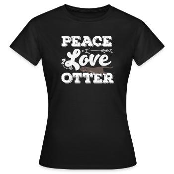 Seeotter Cartoon Frieden Liebe - Frauen T-Shirt - Schwarz - Vorne - AI Model Female 172 dark (172cm)