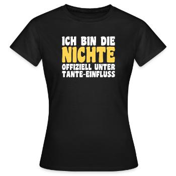 Family motif nephew - Women's T-Shirt - black - Front - AI Model Female 172 dark (172cm)