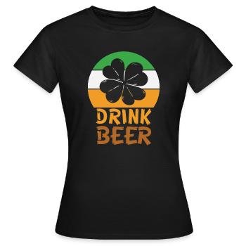Boire de la bière irlandaise - T-shirt Femme - noir - Devant - AI Model Female 172 dark (172cm)
