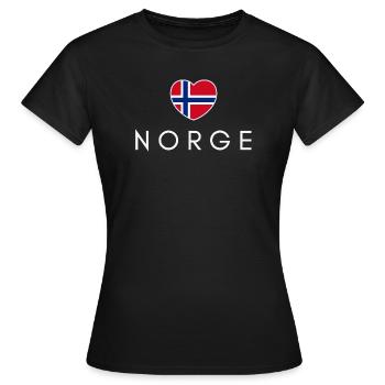 Heart with Norwegian flag, Norwegian pride - Women's T-Shirt - black - Front - AI Model Female 172 dark (172cm)