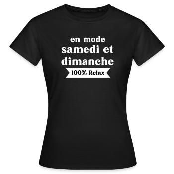 En Mode Samedi Dimanche - T-shirt Femme - noir - Devant - AI Model Female 172 dark (172cm)